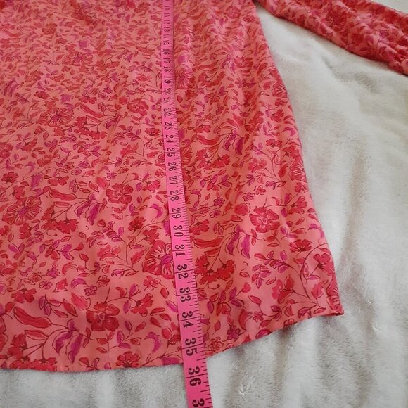 Vineyard Vines Women's Size L Coral Pink Helenium Floral Silk Blend Tunic Dress - Picture 13 of 13